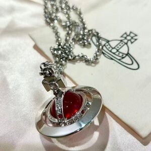 Vivienne Westwood Nana Big Red Crystal Planet Necklace